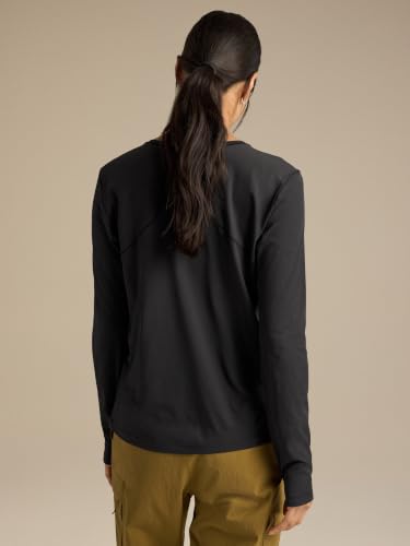 Women's Sunna Crew LS Shirt - Black, Small, UPF 50+ Recycled Polyester