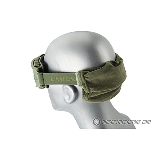 Lancer Tactical AERO Airsoft Tactical Safety Goggles -3mm Dual Pane Lens, Anti-Fog Glasses for Hunting and Cycling-One Len (OD Green/Clear)