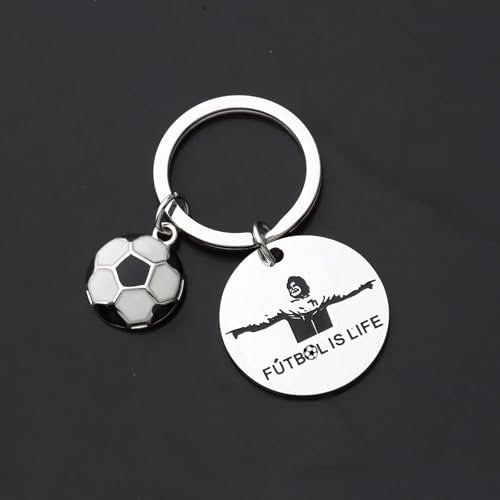 Soccer Fan Keychain - Futbol Inspired Football Lover Gift - Stainless Steel