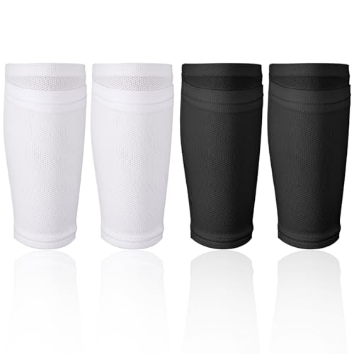 Soccer Shin Guard Sleeves Set - Breathable Elastic Sock Covers for Adults & Kids