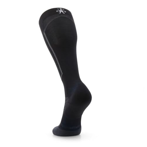 Men's Ski Targeted Cushion Over Calf Wool Socks - Large Black