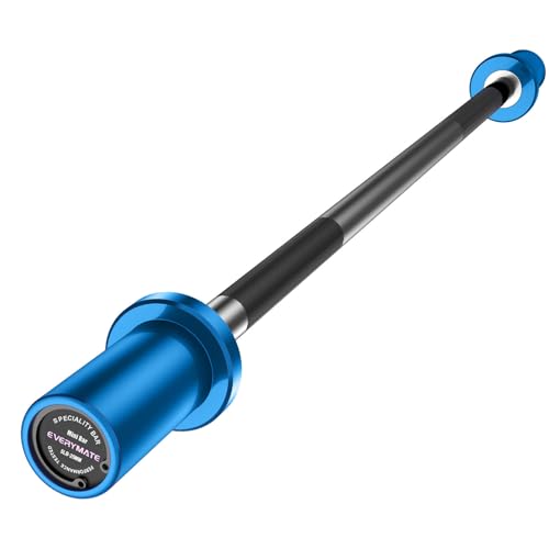 Mini Barbell Bar 5LB for Strength Training & Weightlifting - Blue Sleeves Black