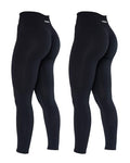 AUROLA Dream Collection Women's High Waist Seamless Scrunch Workout Leggings Set (Large, Black+Black)