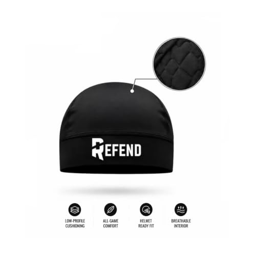 Football Helmet Liner with Padded Crown and Breathable Fit for Men and Youth - Black