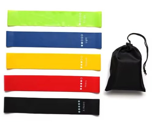 Maxx Power Set of Elastic Mini Resistance Bands for Yoga 5 Levels of Strength, Durable TPE Material, Workout Bands for Fitness, Pilates, Stretching, and Physical Therapy