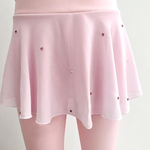Girls' Starry Sky Pink Figure Skating Dress Set - 6-8 Years, Velvet & Shining Skirt