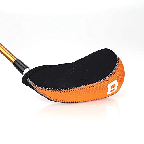 Craftsman Golf 11PCS Neoprene Iron Headcover Set with Large No. - Orange & Black