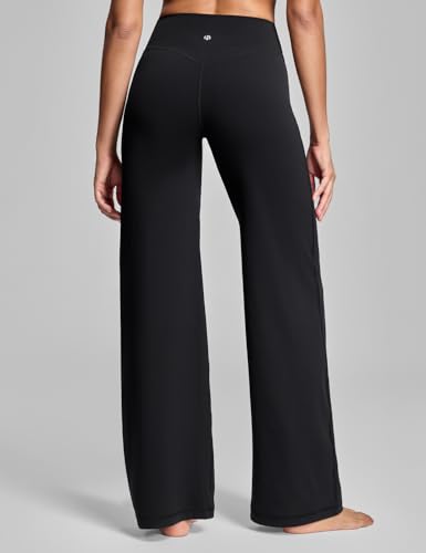 HeyNuts Wide Leg Pants for Women Workout Leggings - 32.5" Black, Medium, 5'7"-5'9"