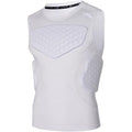 Youth Padded Football Shirt Chest Rib Protector - White, Medium, 4 Pads