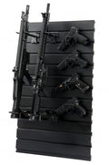 Wall-Mounted Gun Rack Black Set - Securely Holds 2 Rifles & 4 Pistols