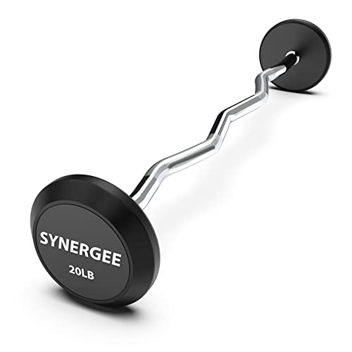 Synergee 20lb Fixed Curl Bar - Pre-Weighted Easy Curl Bar for Strength Training