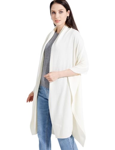 White Cashmere Blend Wrap Scarf for Women - Large 87x28 Travel & Fashion Accessory - Variation: White