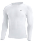 Men's Compression Shirt Long Sleeve Quick Dry Athletic Workout Gym T-Shirt SPF Running Top Base Layer - Medium White