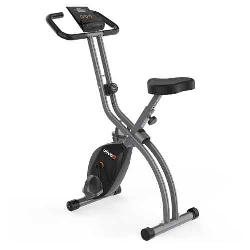 ATIVAFIT 5-in-1 Foldable Exercise Bike Grey with Magnetic Resistance & Adjustable Seat