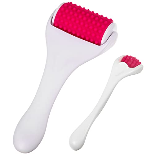 Muscle Roller Massager Set - Silicone Foam Rollers for Full Body Relief - White & Rosy Variation
