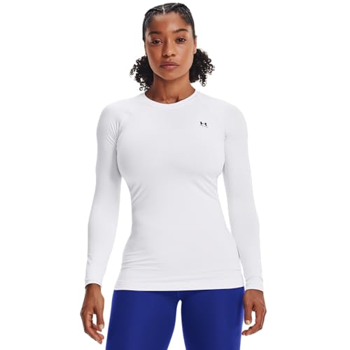 Under Armour Women's Long Sleeve Crew Neck T-Shirt Medium White & Black