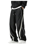 Men's Track Pants Baggy Parachute Sweatpants - Medium Black & White