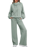 AUTOMET Womens Lounge Sweat Set - Mock Neck Two-Piece Sleepwear, Medium Sage Green