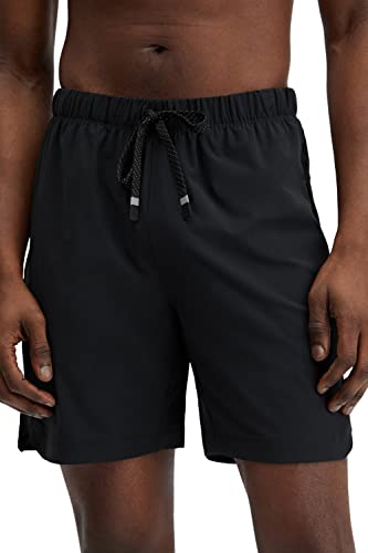 7-Inch Men's Lightweight Training & Swimming Shorts with Zip Pocket - Black Large
