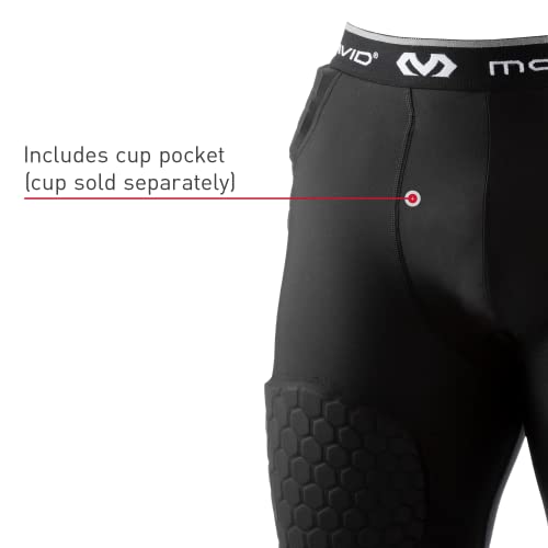 McDavid Men's Compression Shorts with HEX Hip & Thigh Pads - Large Black