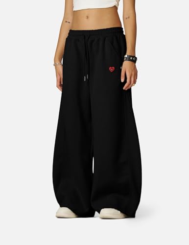 Aelfric Eden Medium Black Super Baggy Y2K Wide Leg Sweatpants – Unisex Casual Joggers