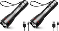 Rechargeable LED Flashlight LP3000 1000 Lumens Waterproof Zoomable Handheld Torch (Pack of 2) 14.2x3.9x5cm