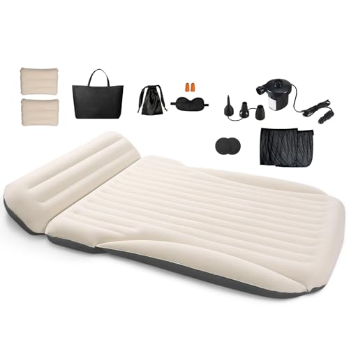 Ciremiv White SUV Air Mattress for Car Camping with Pillow & Pump, 6-Inch Thick