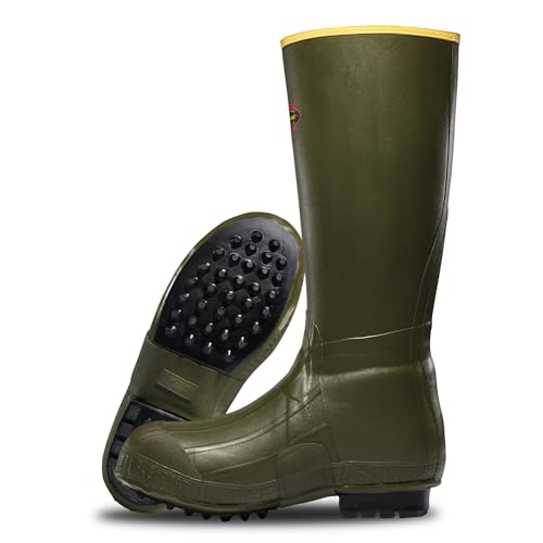 Men's Waterproof Rubber Rain Boots - 18 Inch, Olive Drab Green - LaCrosse Burly Air Grip