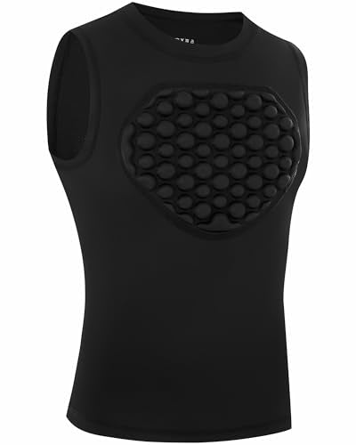 Runhit Youth Baseball Chest Protector Softball Lacrosse Football Padded Compression Shirt - Black Medium