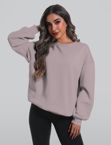 Women’s Oversized Sweatshirt Hoodie Grey Brown Medium Long Sleeve Fall Winter Cozy Pullover