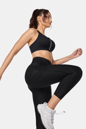 Fanka Powerband Resistance Leggings for Women - Black 10 / 7/8 Length Sculpting Compression Reversible