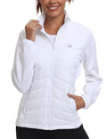 Women’s Lightweight Insulated Hiking Jacket Fleece Lined - Medium White