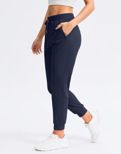 Women's Joggers with Zipper Pockets - Medium Navy Athletic Workout Pants