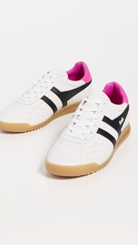 Gola Women's Stadium Sneakers - White/Black/Shocking Pink, Athletic Soccer Shoes