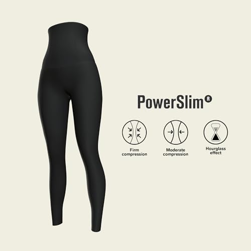 Leonisa High Waisted Compression Leggings for Women - Medium Black Shapewear Gym Pants