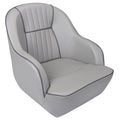 ERGOSEAT Gray Pontoon Captain Seat Marine Boat Bucket Chair with Piping - Dark Gray/Carbon