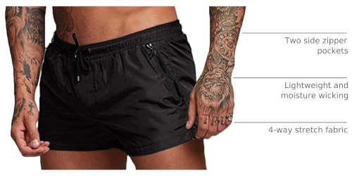 Rexcyril Men's 3 Inch Running Booty Shorts - Small Black Gym Sportswear