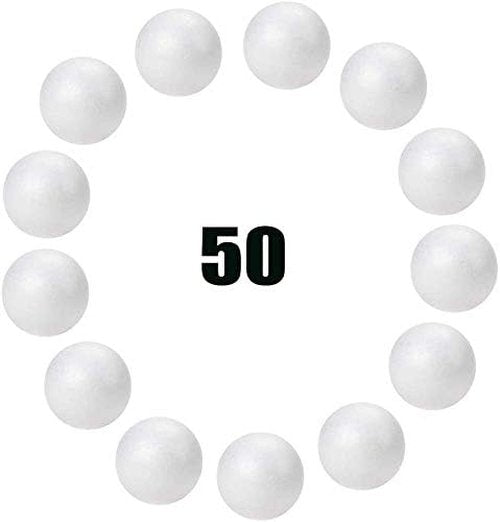 Hesmartly 50-Pack White Craft Balls - Smooth Round Foam Balls for DIY Decorations