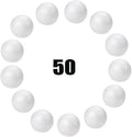Hesmartly 50-Pack White Craft Balls - Smooth Round Foam Balls for DIY Decorations