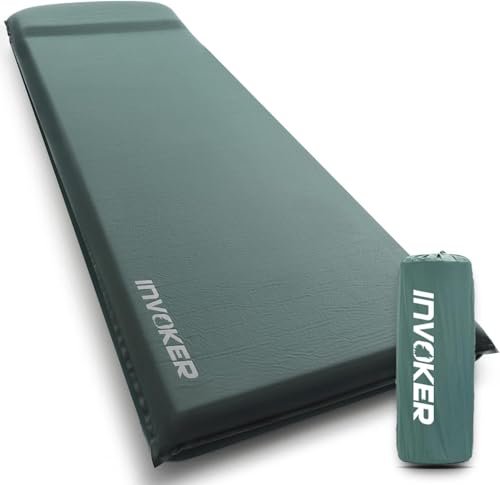 INVOKER Green Self-Inflating Camping Sleeping Pad 75 x 24 x 3.15 in