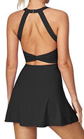 Heathyoga Women's Tennis Dress with Built-in Shorts & Bra - Black, Small - Summer Athletic Skirt