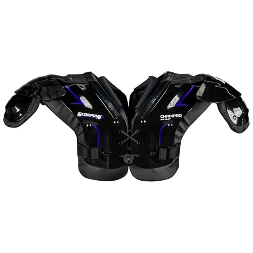 Youth Football Shoulder Pads CHAMPRO Scorpion Black X-Small Impact Protection