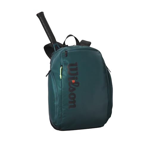 WILSON Blade V9 Super Tour Tennis Backpack - Holds up to 2 Rackets, Green/Black