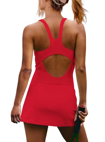 X-Small Womens Athletic Dress with Built-in Shorts Red Sports Outfit