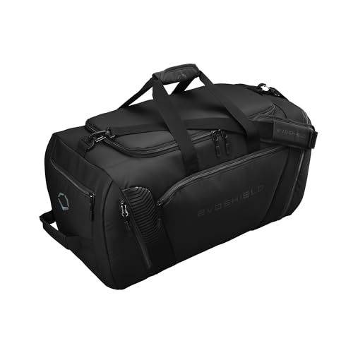 EvoShield Tone Set Player's Duffle Bag Black - Large Sports Travel Bag with Shoe & Valuables Pockets