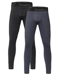 Roadbox Boys Compression Pants 2 Pack Small Black Gray Quick Dry Leggings Base Layer