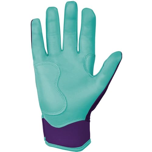 Purple KM Large Batting Gloves - Bear Series Short Cuff Baseball Gloves