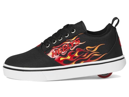 Heelys Pro 20 Prints Kids & Adults Wheel Shoes with Black/Red Flames, 9 Women/8 Men