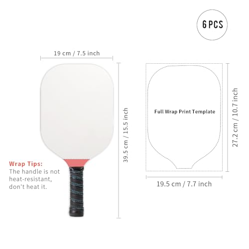 6 Pack Sublimation Pickleball Paddles - Double-Sided Printable Plywood with White & Wood Sides