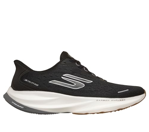 Skechers Mens Aero Spark Slip-Ons - Black/White, Size 8.5, Hands Free Running Shoe